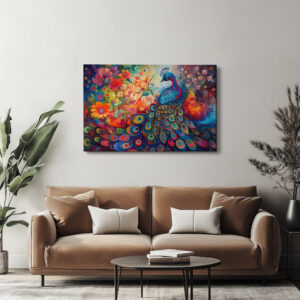raxxa Canva: Farbenfroher eleganter Pfau