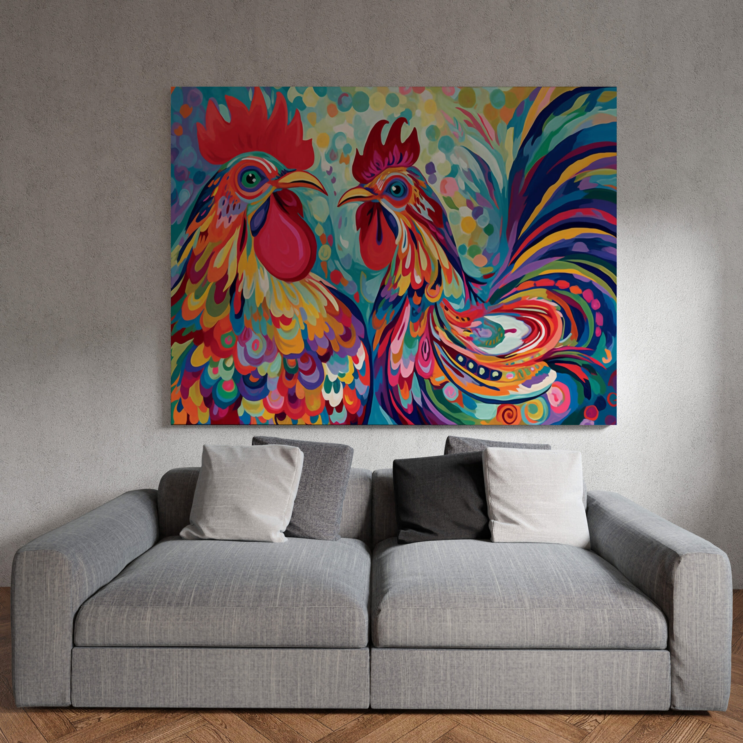 raxxa Canva: Farbenfrohe Hühner – Bild 3