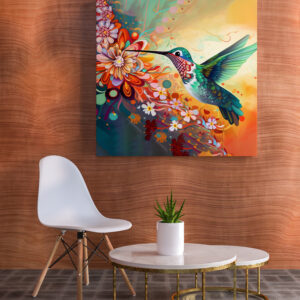 raxxa Canva: Farbenfroher Kolibri an Blüten