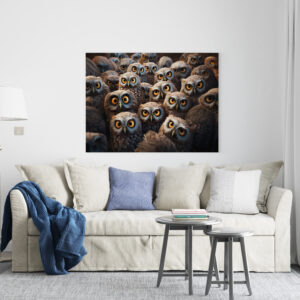raxxa Canva: Gruppenbild mit fröhlichen Eulen