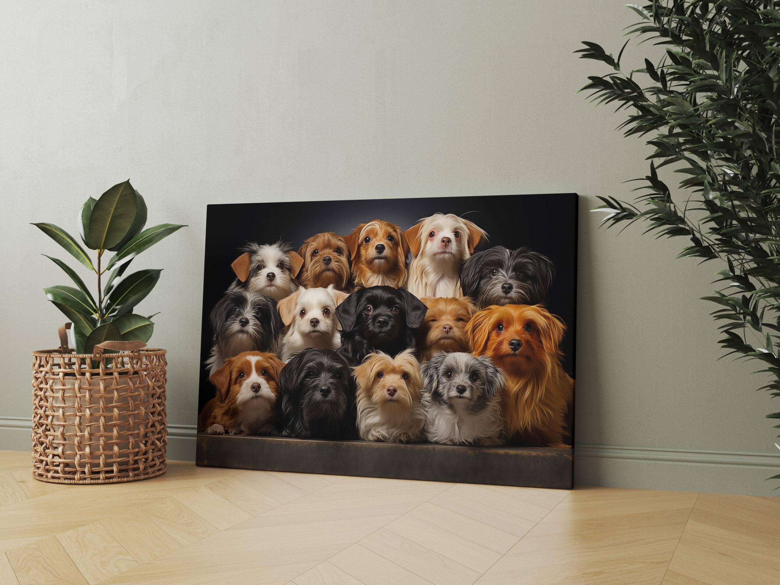 raxxa Canva: Gruppenbild mit neugierigen Hunden