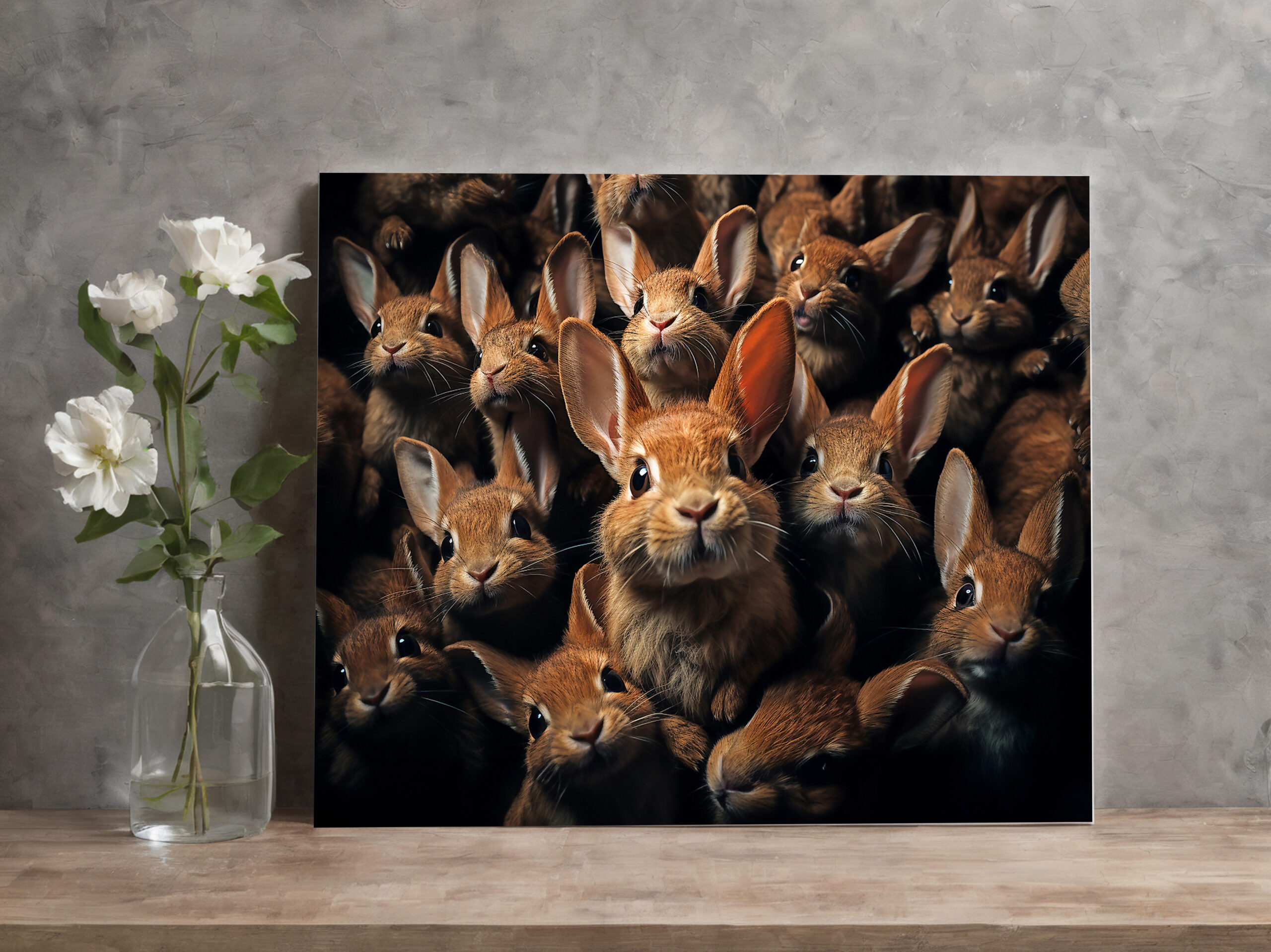 raxxa Canva: Gruppenbild mit neugierigen Kaninchen