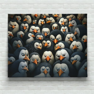 raxxa Canva: Gruppenbild mit beobachtenden Pinguinen
