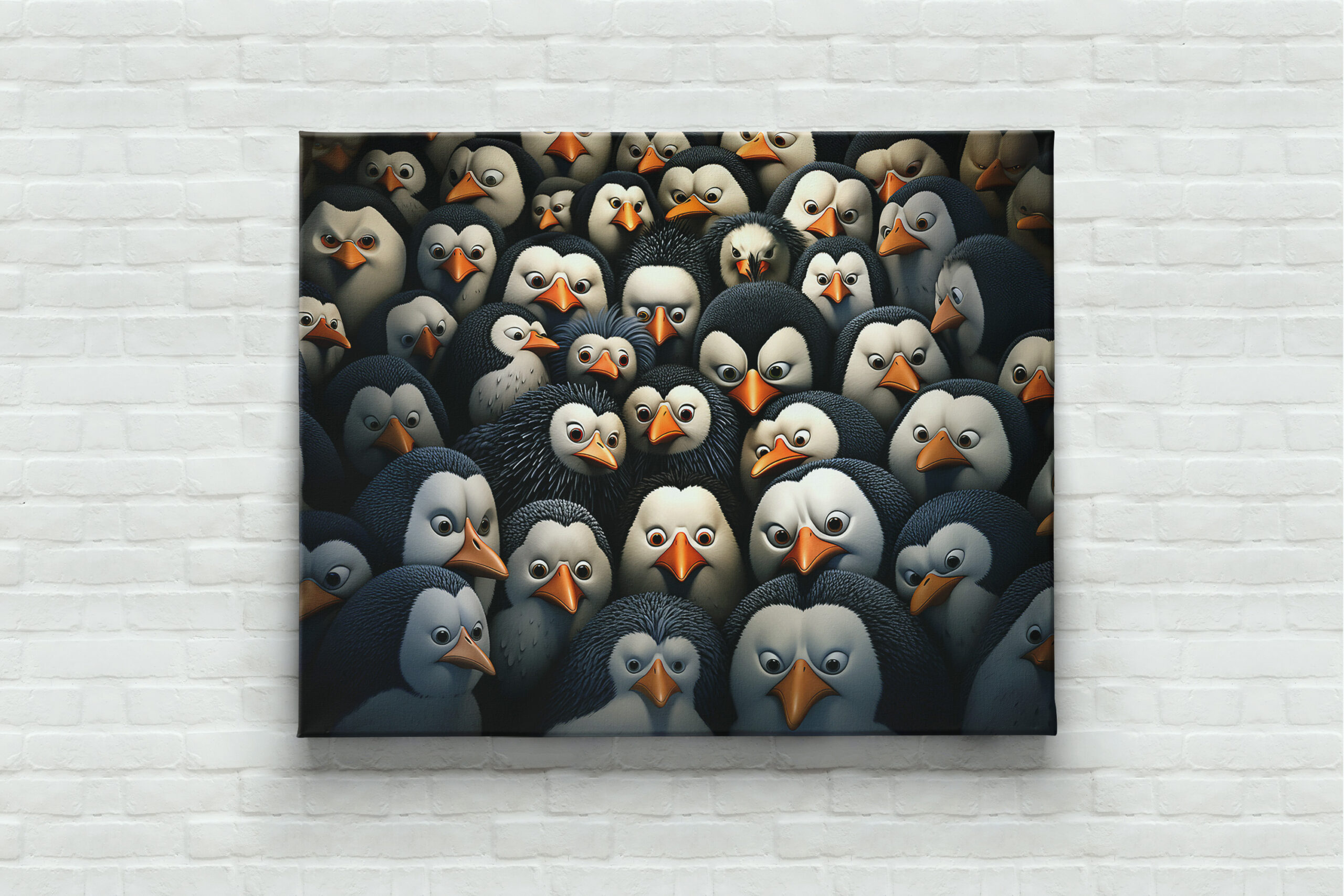 raxxa Canva: Gruppenbild mit beobachtenden Pinguinen
