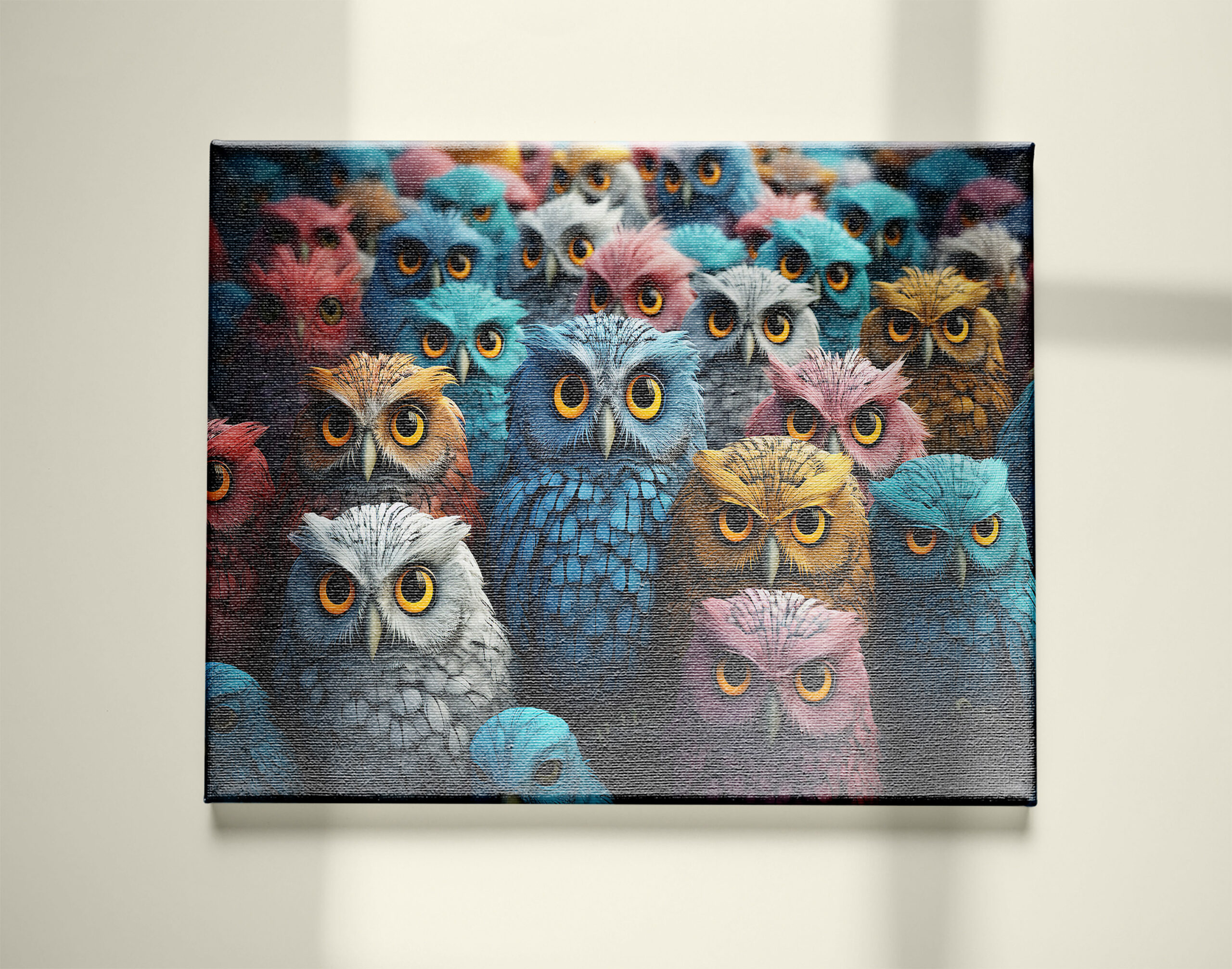 raxxa Canva: Gruppenbild mit farbenfrohen Eulen – Bild 2