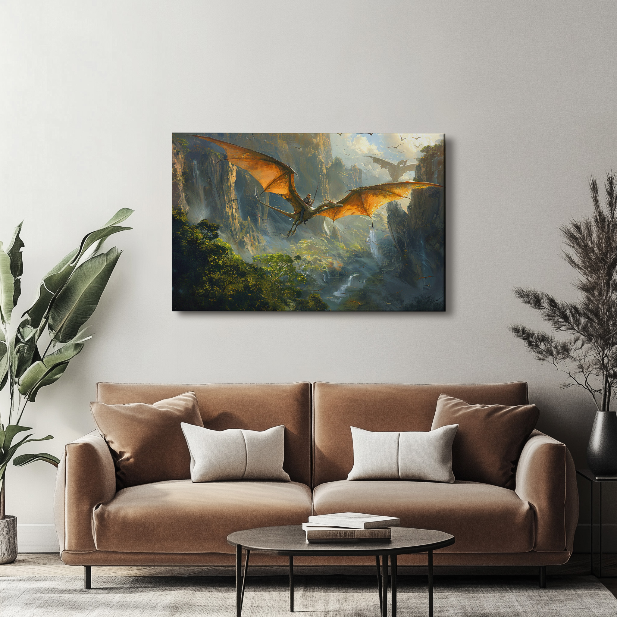 raxxa Canva: Auf dem Dinosaurier Pteranodon unterwegs im Flug