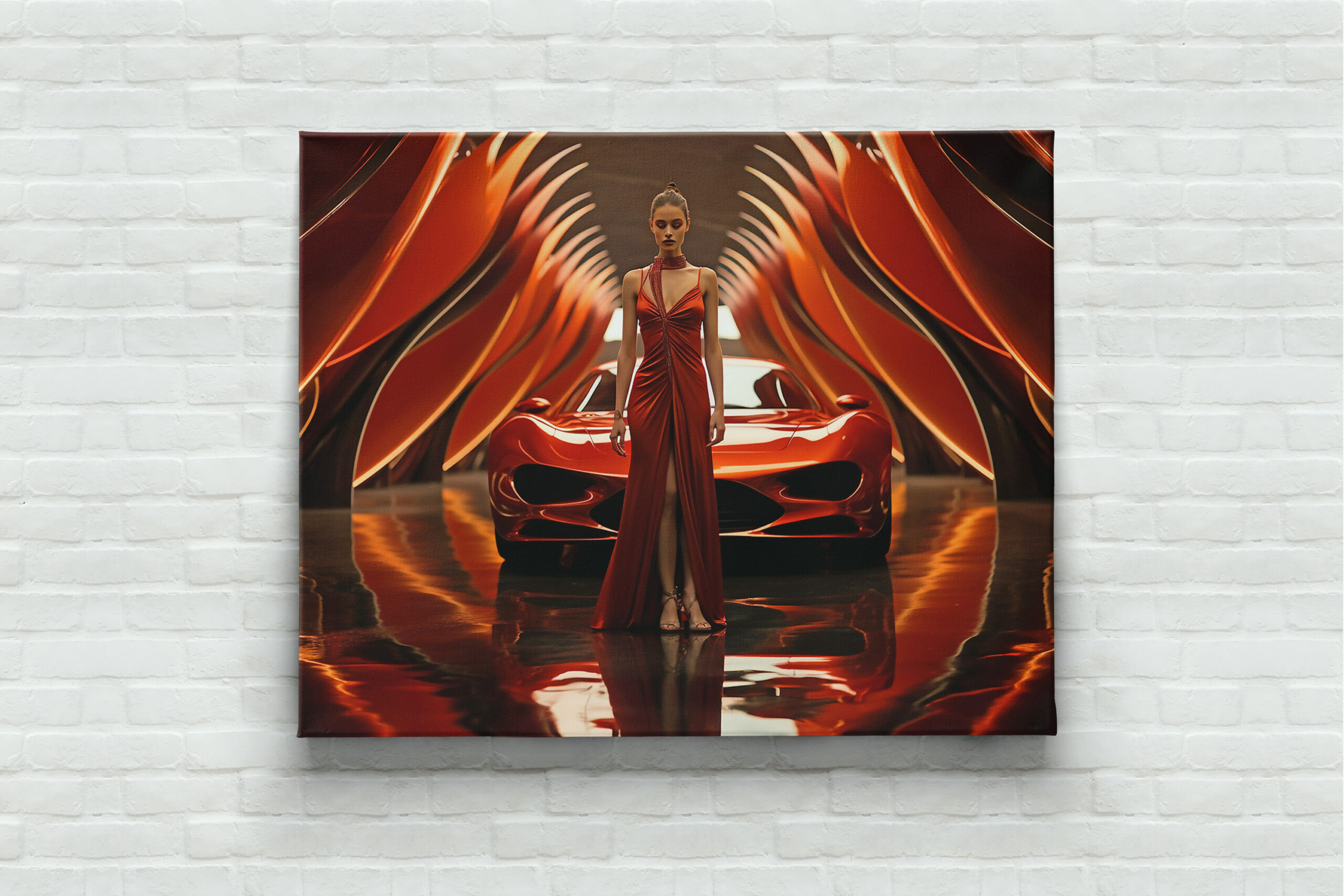 raxxa Canva: Sportwagen und junge Frau in Rot – Image 3