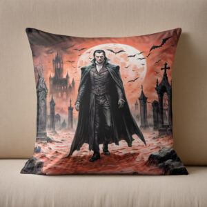 Kissen: Vampire in Moonlit Graveyard