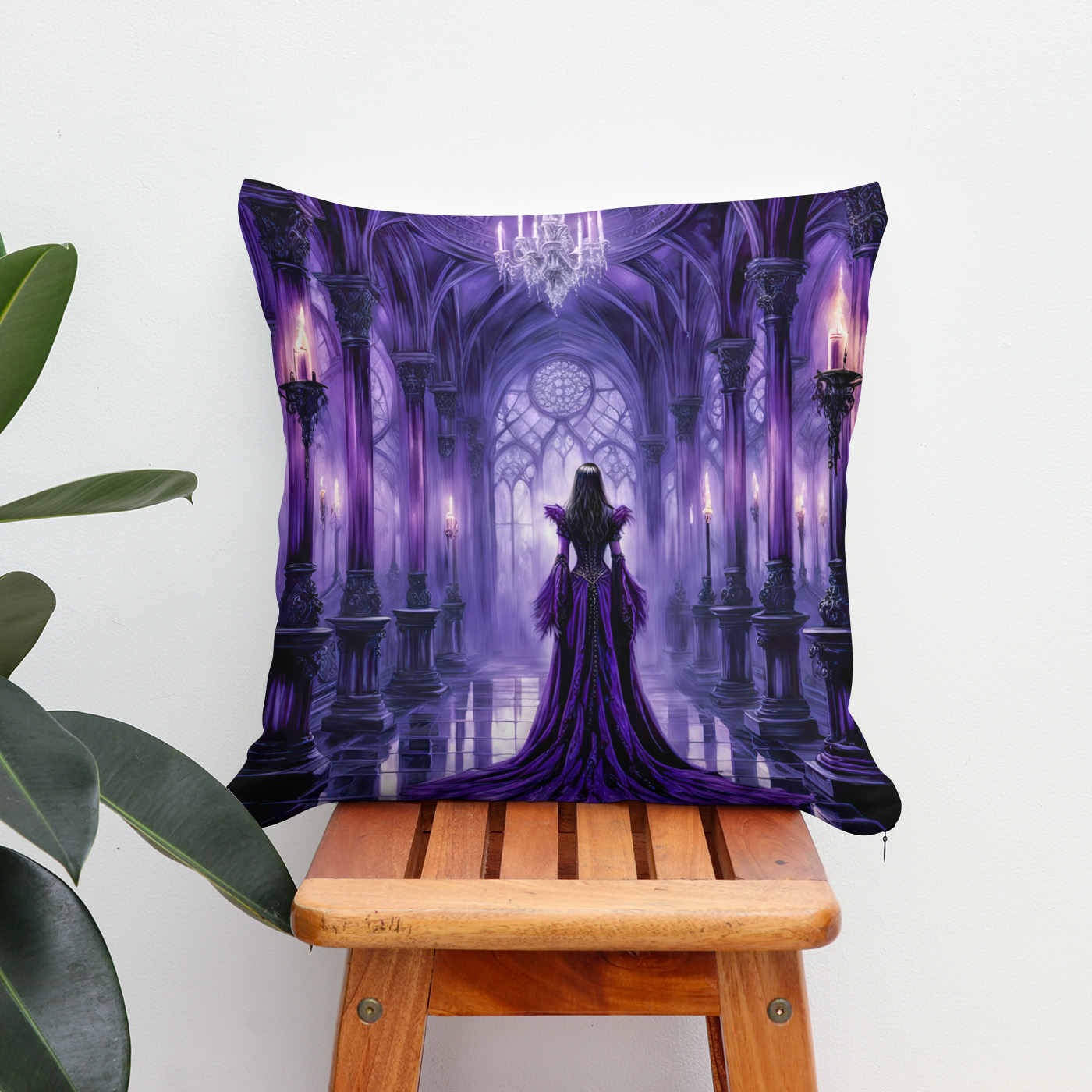 Kissen: Mystical Vampire Queen in Gothic Castle Hall