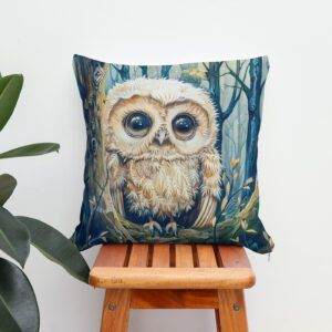 Kissen: Little Owl on Branch at Half Moon