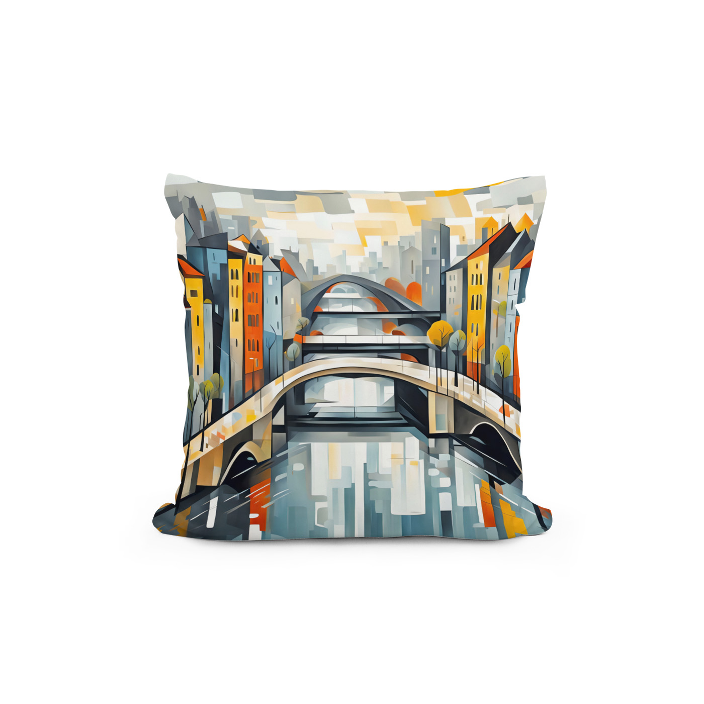Kissen: Cubist view over City with Canal Bridges - immagine 2