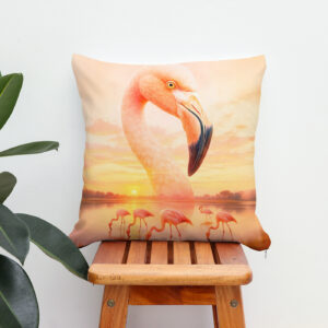 Kissen: Double Exposure Portrait of Pink Flamingo