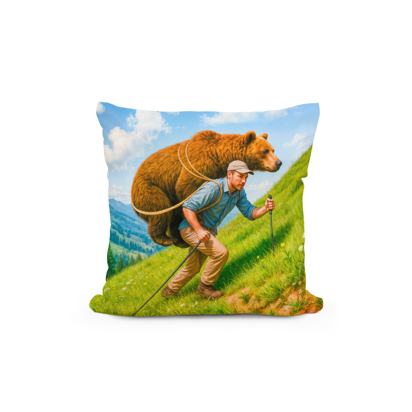 Kissen: Hiker Carries a Bear Up a Mountain - immagine 2