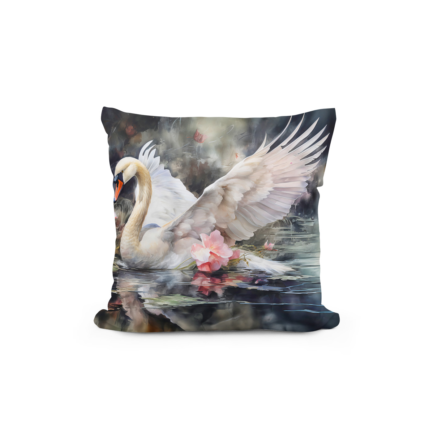 Kissen: Swan in lotus pond with soft colors - Imagen 2