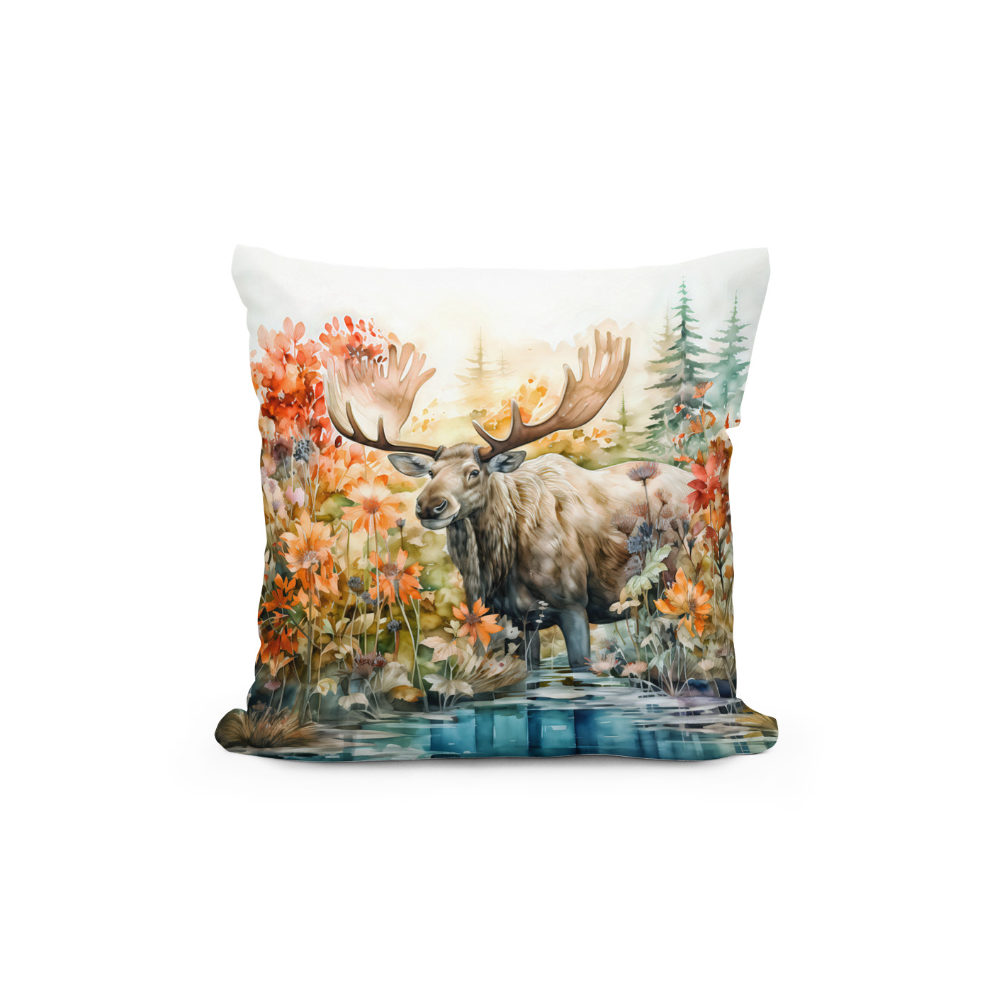 Kissen: Moose standing in pond among plants – Image 2