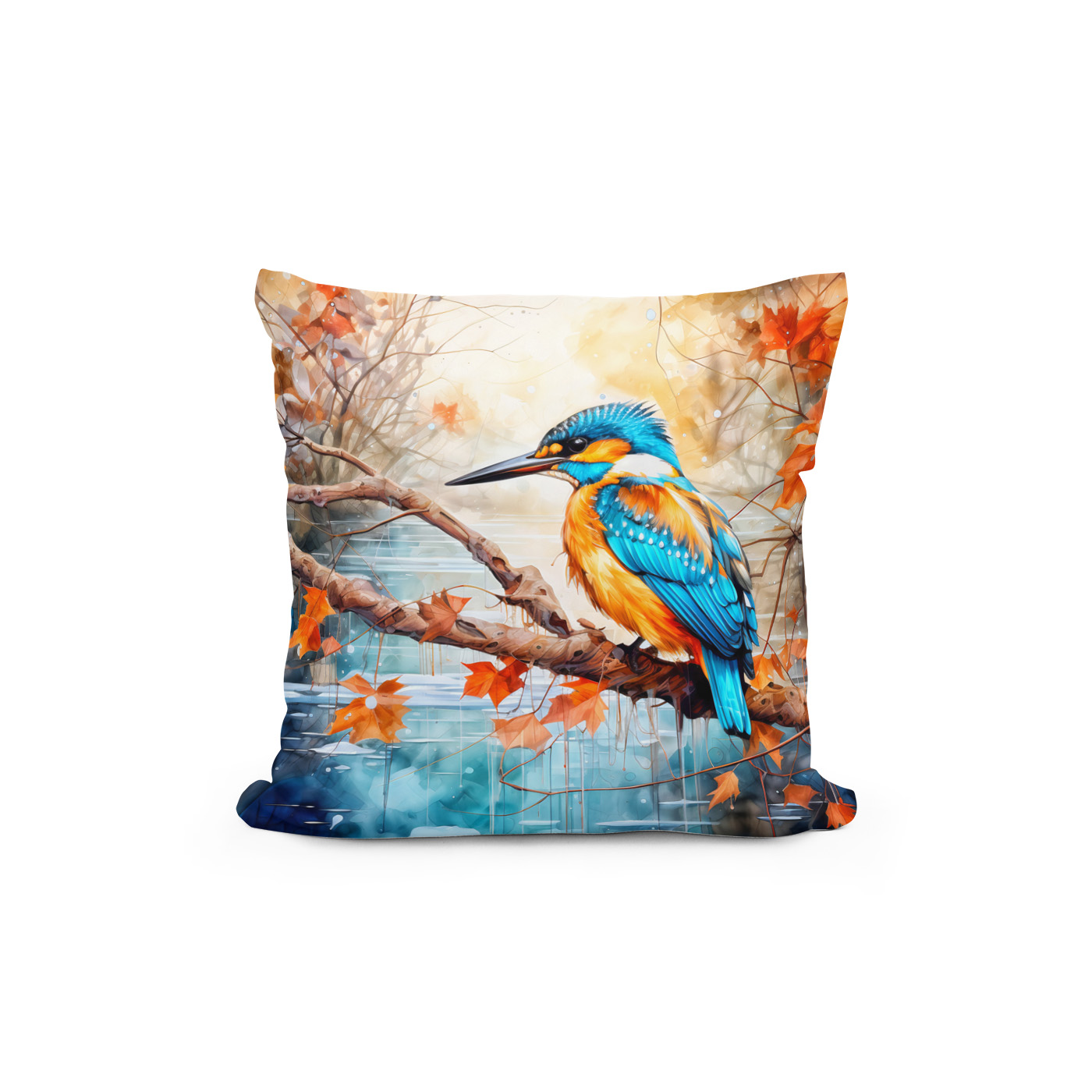 Kissen: Kingfisher above pond in painterly style - Imagen 2