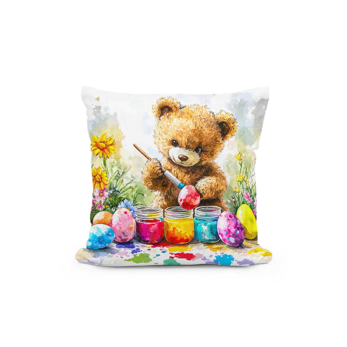 Kissen: Teddy Bear Painting Easter Eggs – Bild 2
