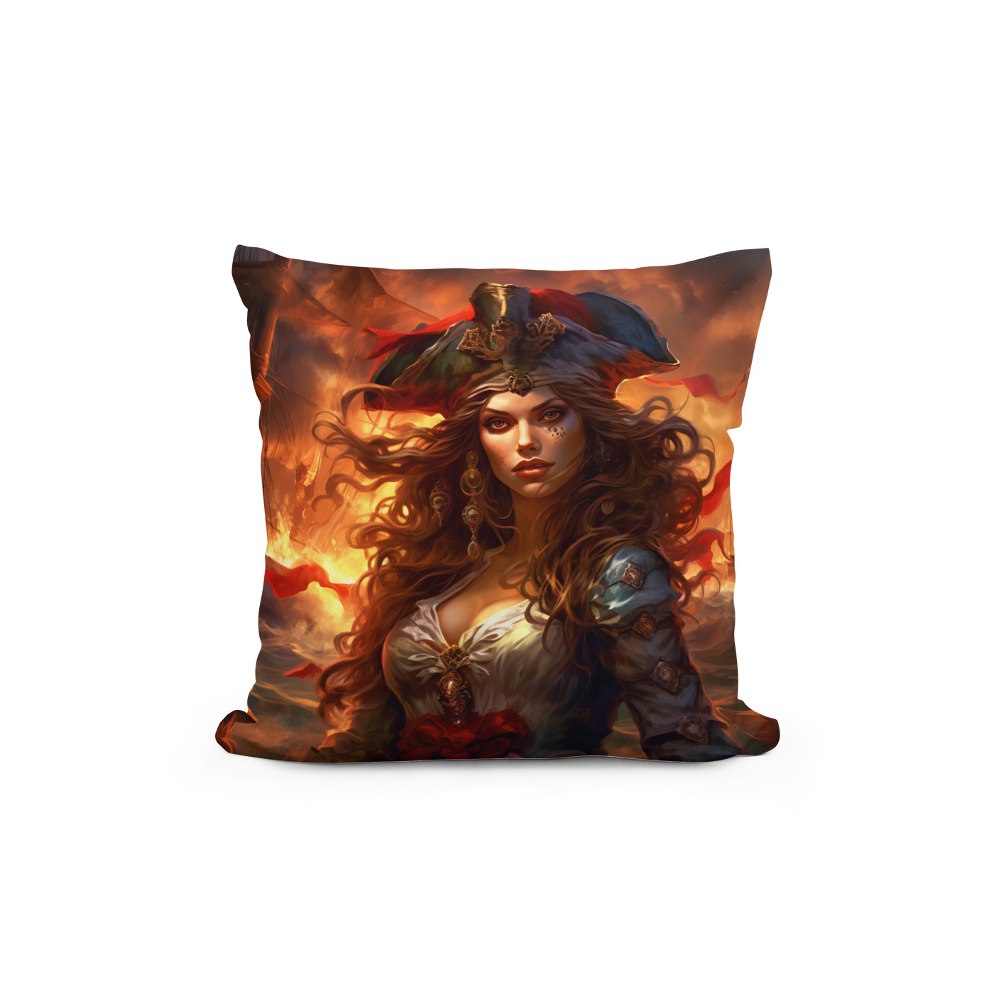 Kissen: NeuFemale Pirate Before Burning Ship Fantasy Painting - Imagen 2