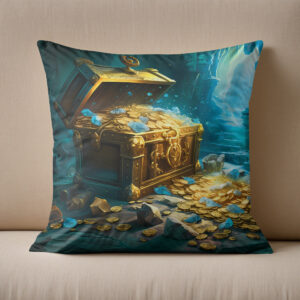 Kissen: Treasure Chest in Cave Light Fantasy Painting