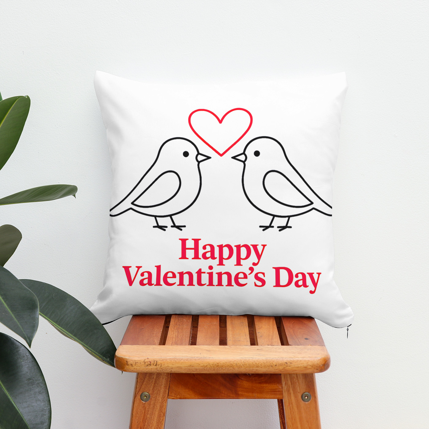 Kissen: Two Birds with Heart – Valentine’s Day Card Design