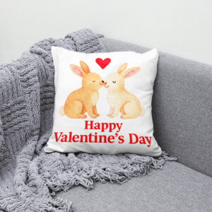 Kissen: Two Rabbits with Heart – Valentine’s Day Illustration
