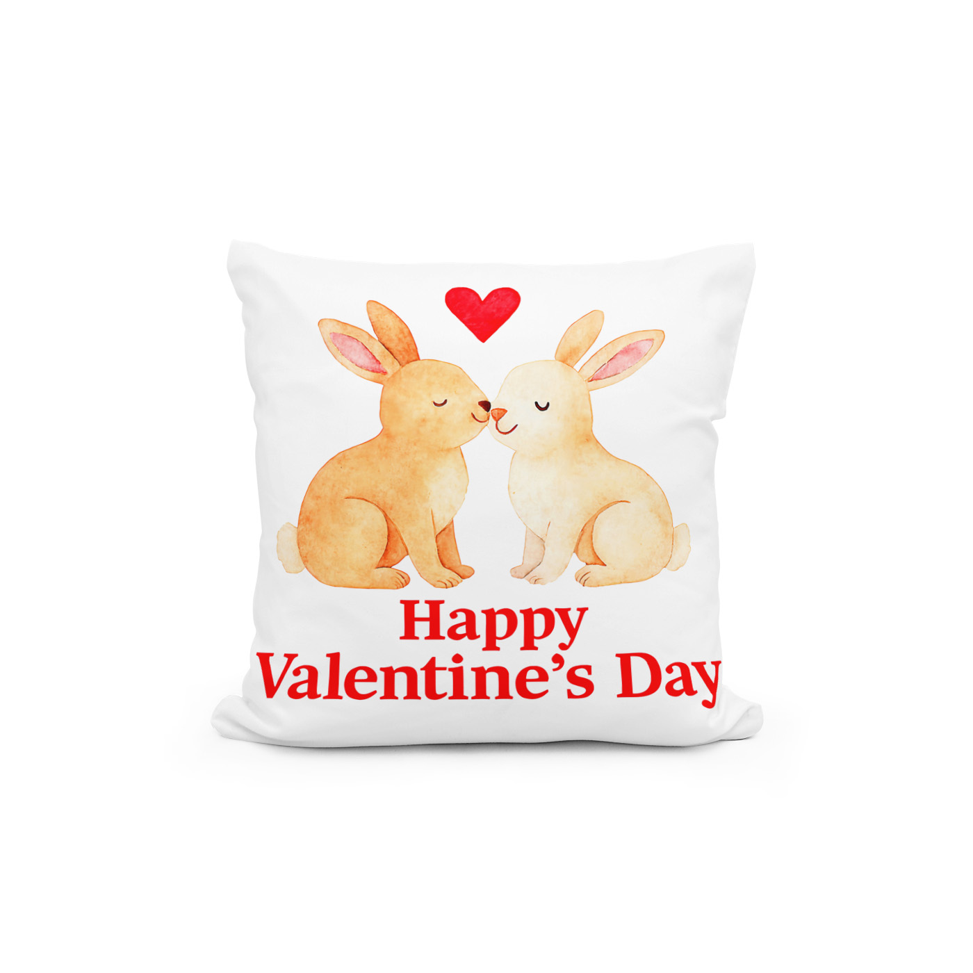 Kissen: Two Rabbits with Heart – Valentine’s Day Illustration – Bild 2