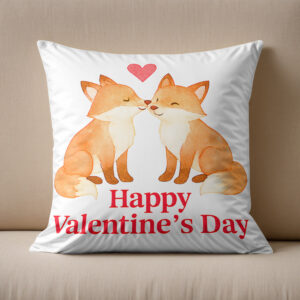 Kissen: Two Foxes with Heart – Valentine’s Day Illustration
