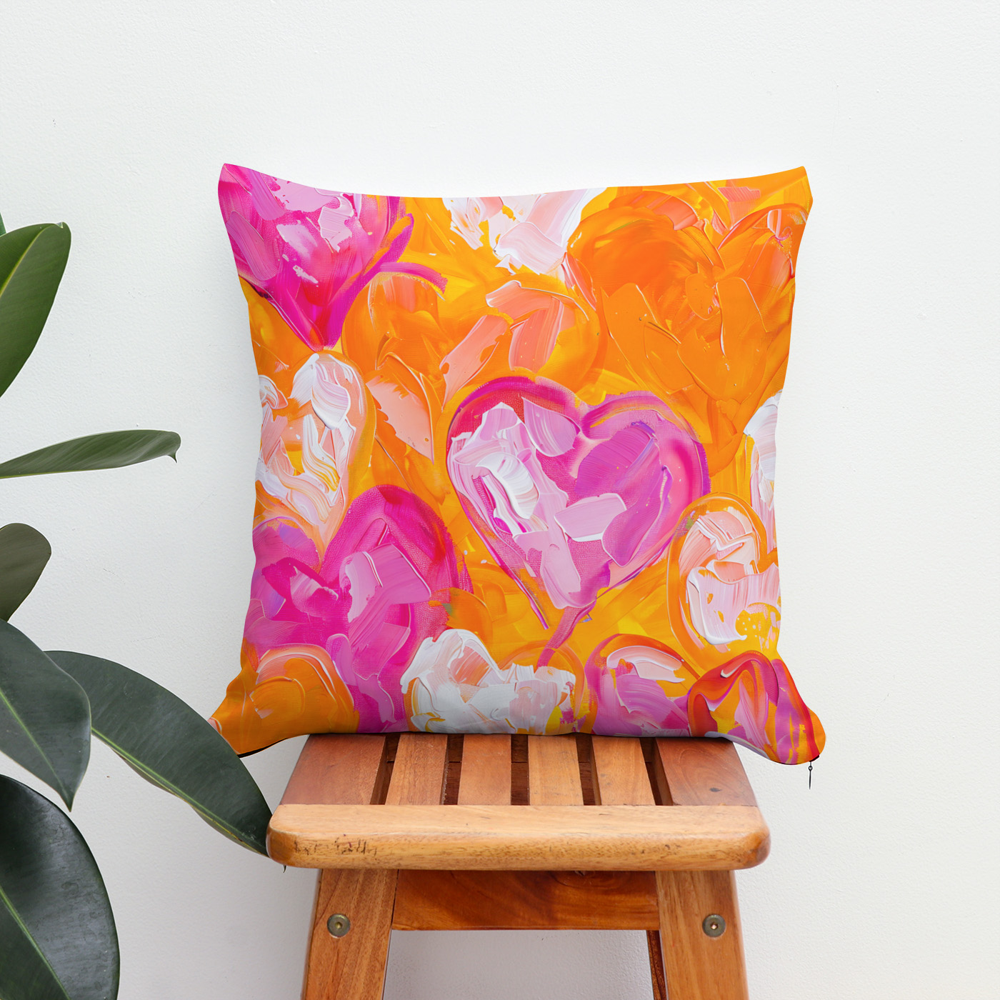 Kissen: Painted Hearts Vibrant Abstract Valentine’s Day Background