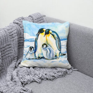 Kissen: Emperor Penguins with Chicks on Ice