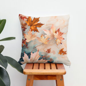 Kissen: Pastel-Colored Watercolor Illustration of Vibrant maple Leaves