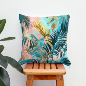 Kissen: Green Watercolor Leaf With Fresh Botanical Tones