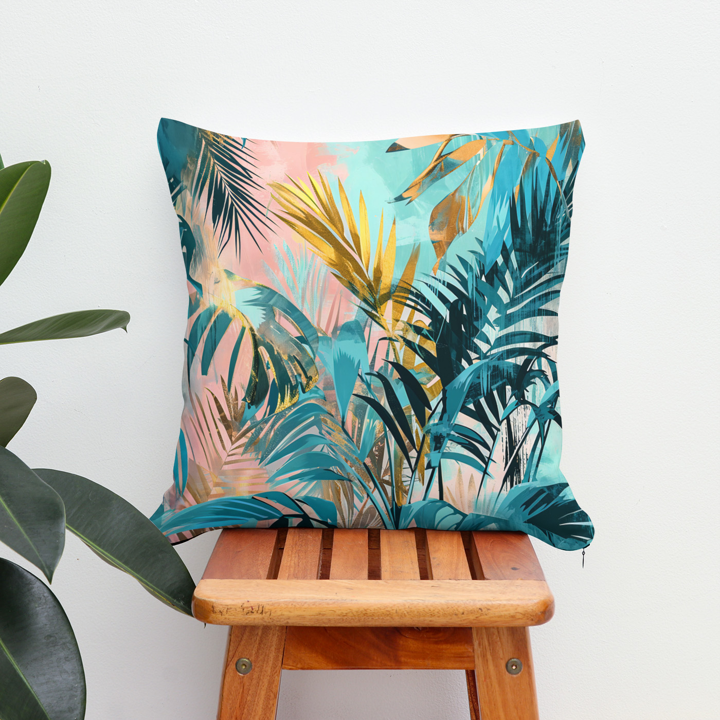 Kissen: Green Watercolor Leaf With Fresh Botanical Tones