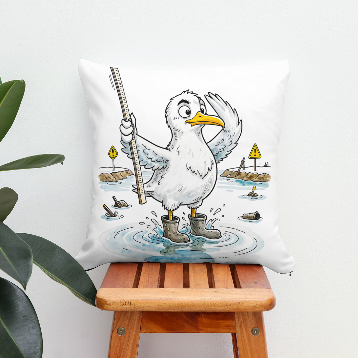 Kissen: Comic Bird Flood Gauge Duty – Bild 2