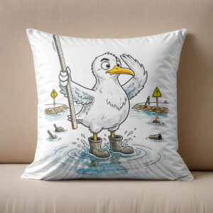 Kissen: Comic Bird Flood Gauge Duty