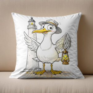 Kissen: Seagull Comic Lighthouse Lantern