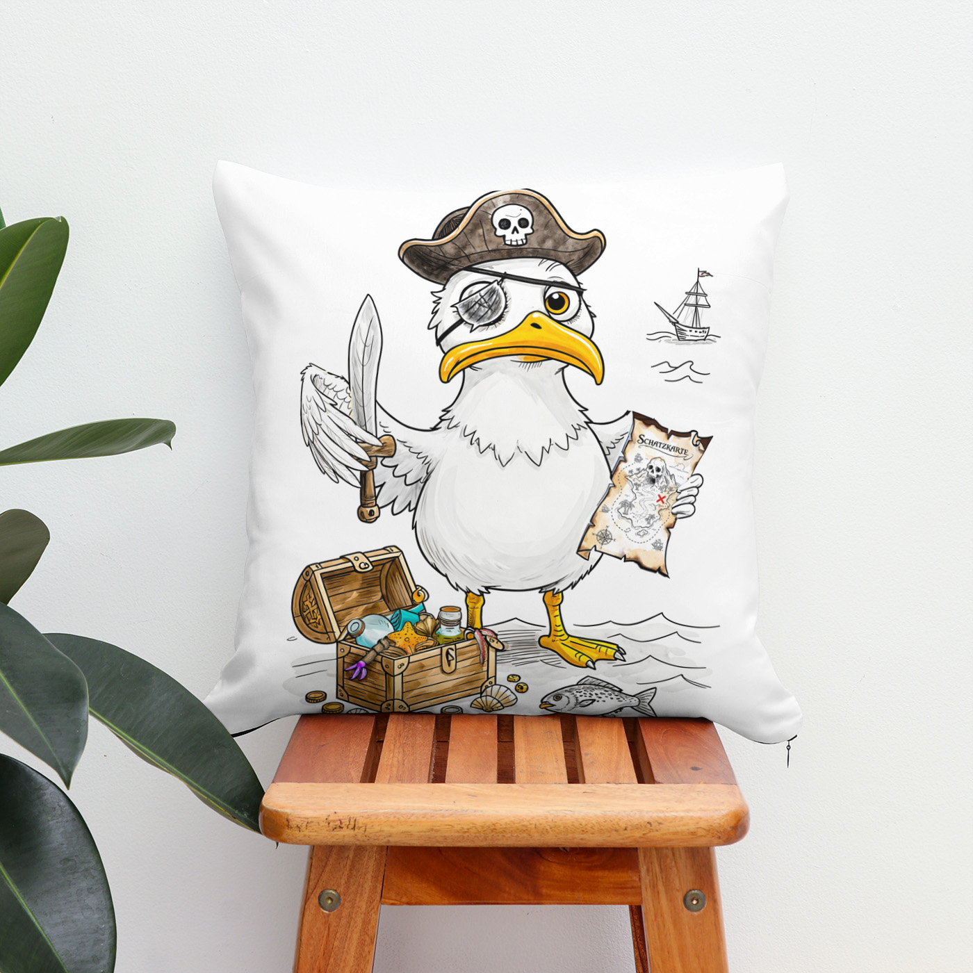 Kissen: Comic Pirate Bird Treasure Hunt - immagine 2