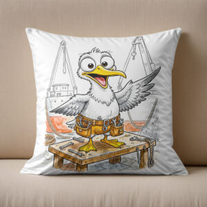Kissen: Comic Bird Shipyard Worker
