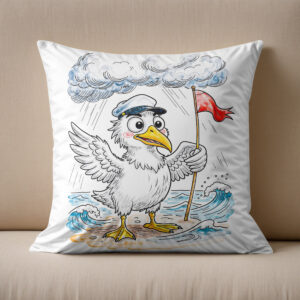 Kissen: Comic Bird Beach Wind Check