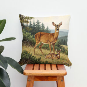 Kissen: Reh mit Jungtier am Wald