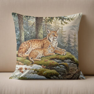 Kissen: Luchs mit Jungtier