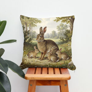 Kissen: Wildkaninchen mit Jungtieren