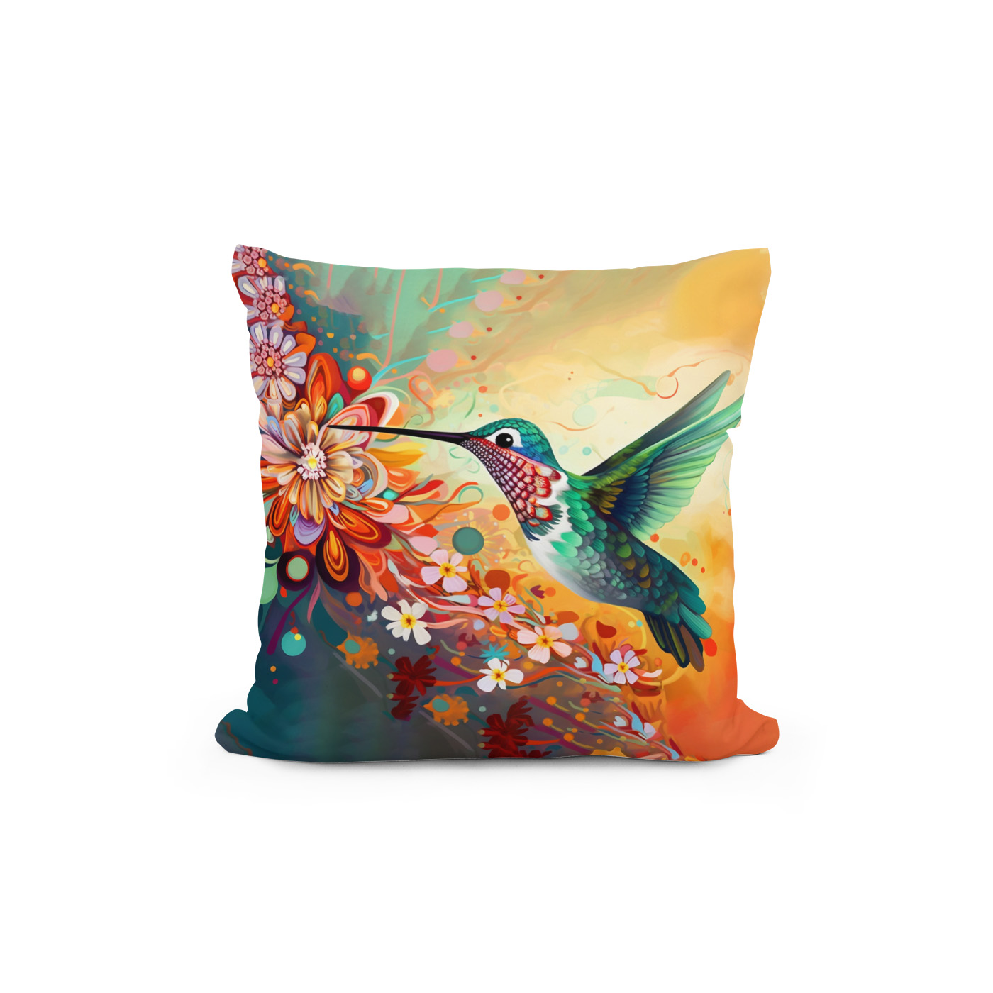 Kissen: Farbenfroher Kolibri an Blüten - immagine 2
