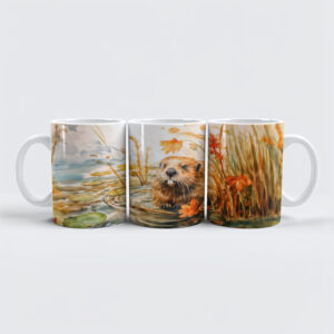 raxxa Premium-Tasse: Beaver sitting by pond among reeds