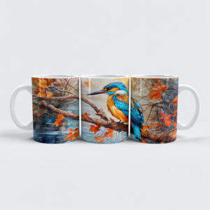 raxxa Premium-Tasse: Kingfisher above pond in painterly style