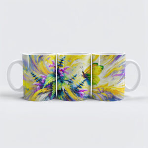 raxxa Premium-Tasse: Brimstone Butterfly with Dead Nettle Flowers in Oil Painting