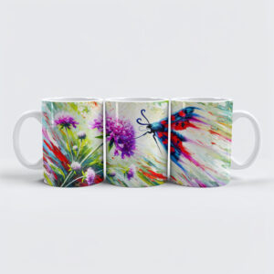raxxa Premium-Tasse: Six-Spot Burnet Moth on Scabious in Oil Painting