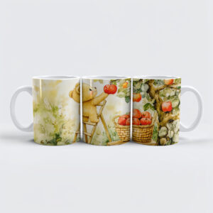 raxxa Premium-Tasse: Teddy Bear Harvesting Apples with Ladder