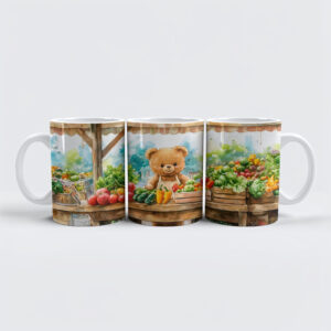 raxxa Premium-Tasse: Teddy Bear Selling Fruit at Farmers Market