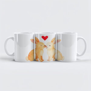 raxxa Premium-Tasse: Two Rabbits with Heart – Valentine’s Day Illustration