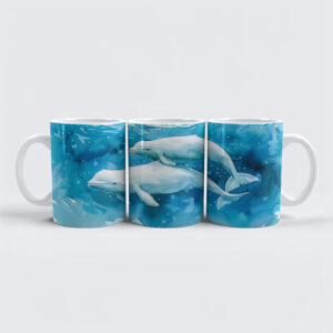 raxxa Premium-Tasse: Beluga Whales in Icy Underwater Scene